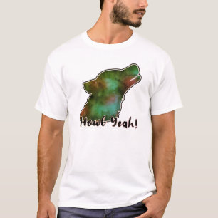 Camiseta Sim! Galáxia espacial Wolf Silhouette T-Shirt