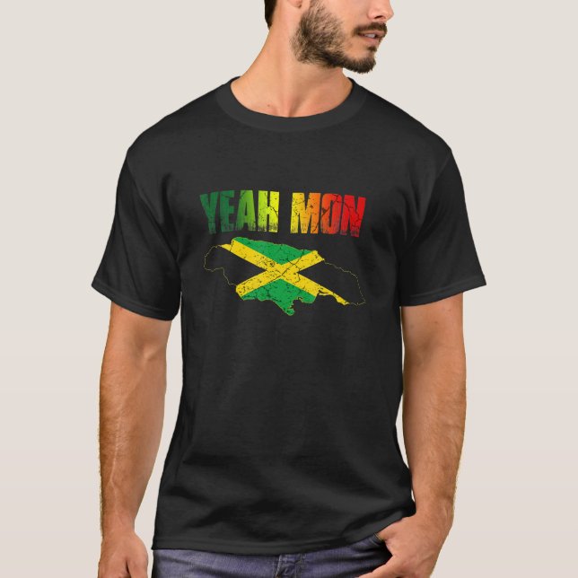 Camiseta Sim Mon Jamaican Flag Vacing Retro Jamaica Regg (Frente)