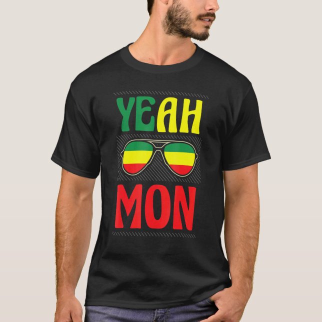 Camiseta Sim Mon Jamaican Por Um Design De Bandeira Naciona (Frente)