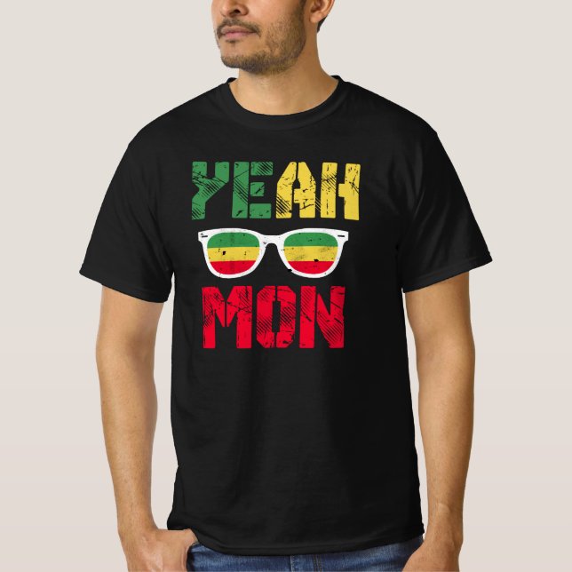 Camiseta Sim, Mon, Vacina jamaicana Jamaica Reggae Rastafar (Frente)