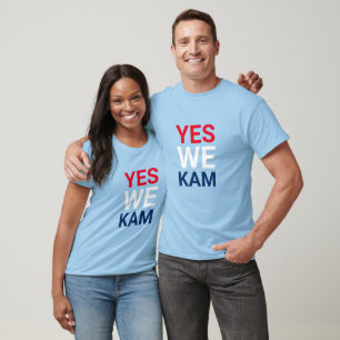 Camiseta Sim, nós Kam, engraçada, tipografia azul vermelha