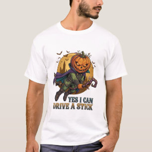 Camiseta Sim Pode Dirigir Abóbora Cabeça de Pau de Vassoura