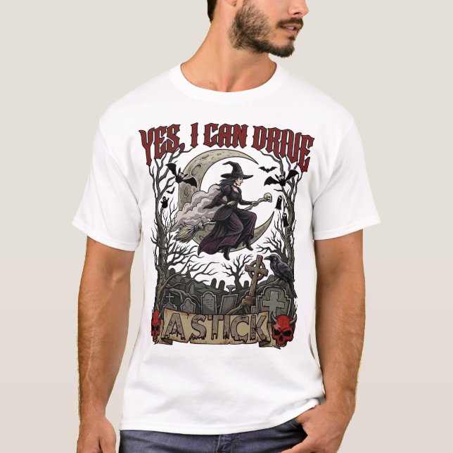Camiseta Sim Pode Dirigir Varinha Cemitério Das Bruxas Hall (Frente)
