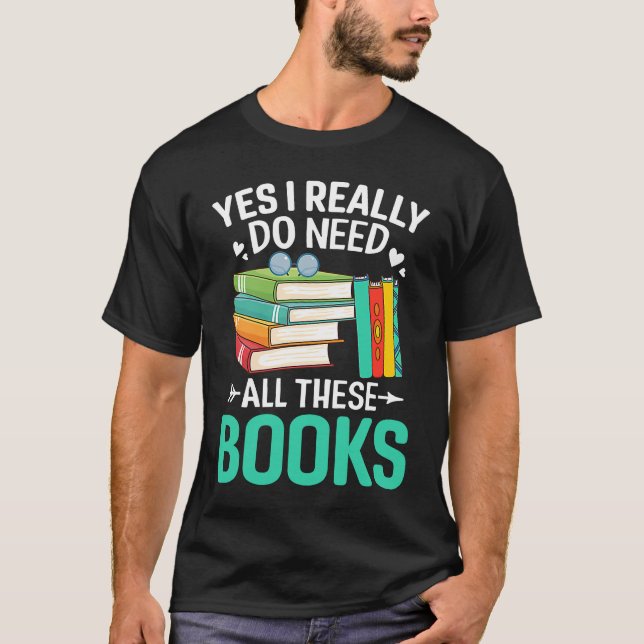 Camiseta Sim, preciso de livros lendo leitor de worms de li (Frente)