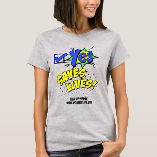 Camiseta Sim Salva Vidas! T-Shirt de Consciência do Doador