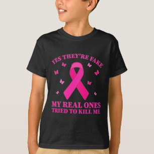 Camiseta Sim, são falsos, meus verdadeiros tentaram me mata