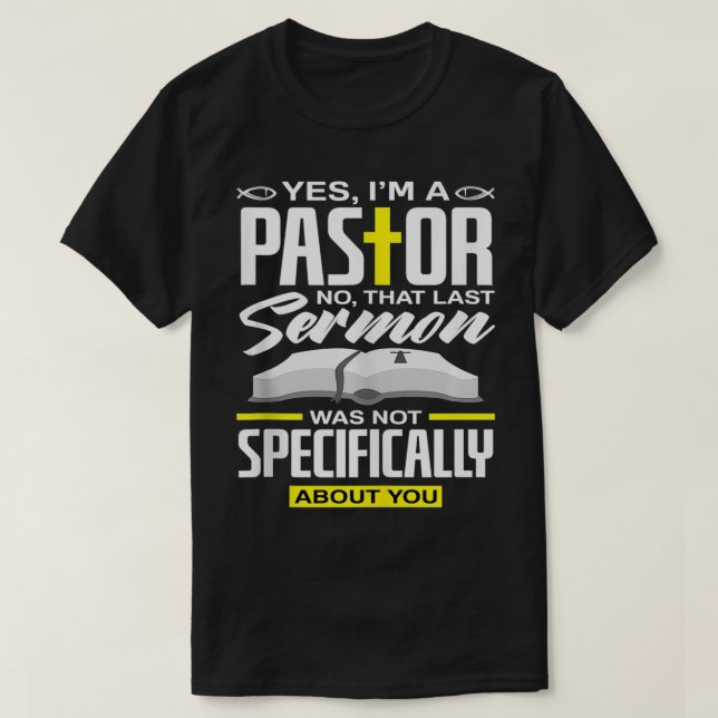 Camiseta Sim, sou Pastor Engraçado Pastor, Bíblia Cristã Pa (Frente do Design)