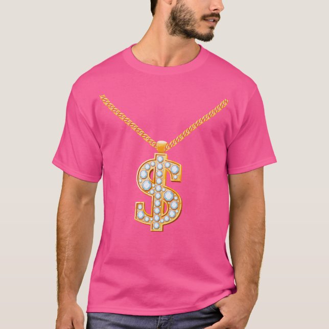 Camiseta Sim, Sou Rich Elegante Colar Ouro De Hip Hop Com (Frente)