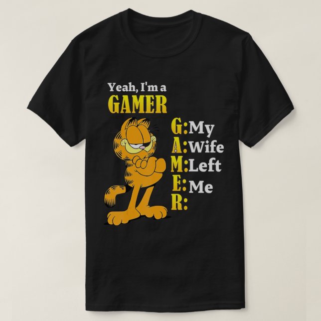 Camiseta Sim, sou um jogador que minha esposa me deixou jog (Frente do Design)