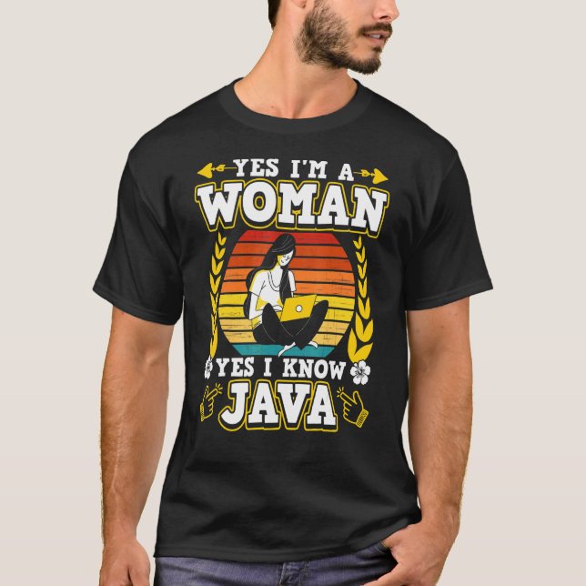 Camiseta Sim, sou uma mulher, sim sei Java (Frente)