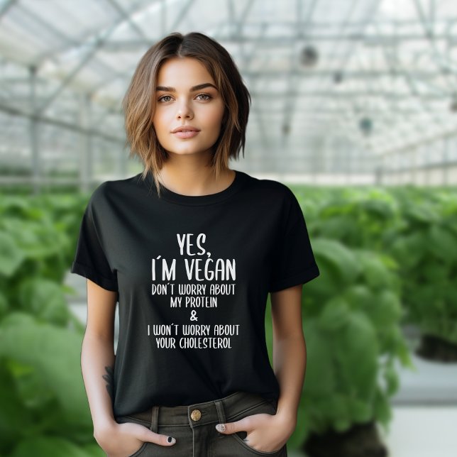 Camiseta Sim, sou Vegan, Engraçado Veganismo, citação branc (Criador carregado)