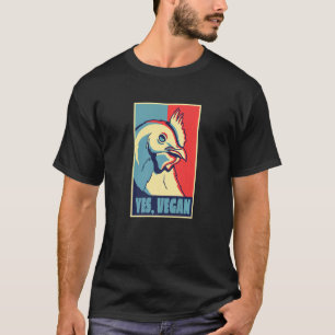 Camiseta Sim Vegan Pop Poster Frango Retrato de Animal Fran