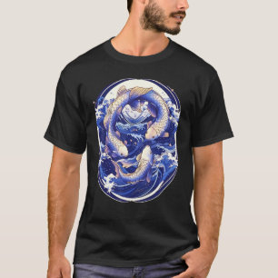 Camiseta Simbolismo de Tatuagem de Peixe Koi Japonês Onda d