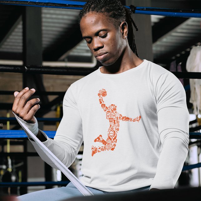 Camiseta Simbolismo do Jogador de Basquete Arremessando a B (Criador carregado)