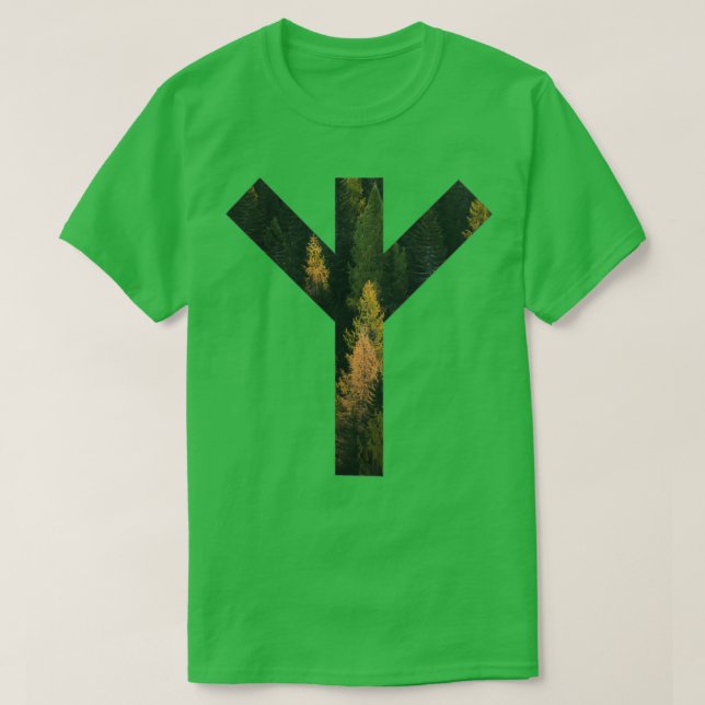 Camiseta Símbolo Algiz Forest Rune (Frente do Design)