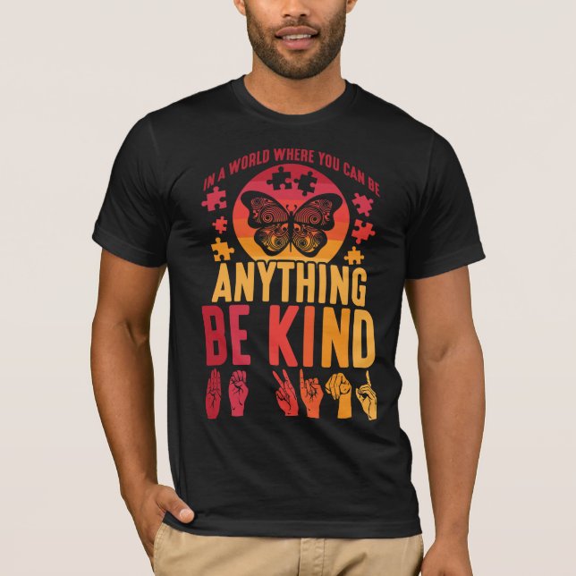 Camiseta Símbolo Americano Linguagem Seja Quebra-cabeça Bor (Frente)