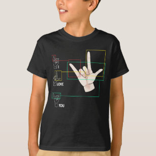Camiseta Símbolo Americano Sinal de Mão ASL Eu Amo Você