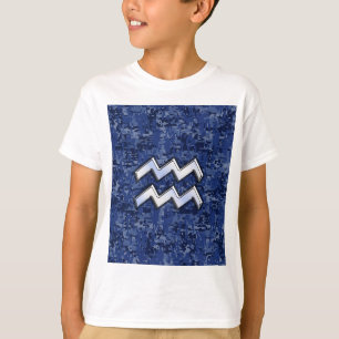 Camiseta Símbolo Aquarius Zodiac na Camuflagem Digital do 