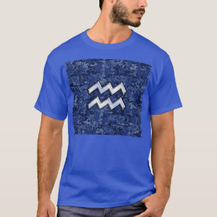 Camiseta Símbolo Aquarius Zodiac na Camuflagem Digital do 