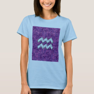 Camiseta Símbolo Aquarius Zodiac na Camuflagem Digital Ros