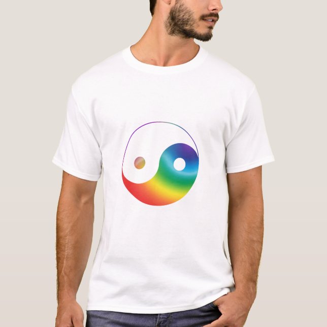 Camiseta Símbolo Arco-íris Yin Yang (Frente)