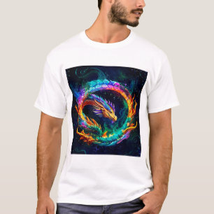 Camiseta Símbolo Artístico de Dragão Ouroboros Vibrante