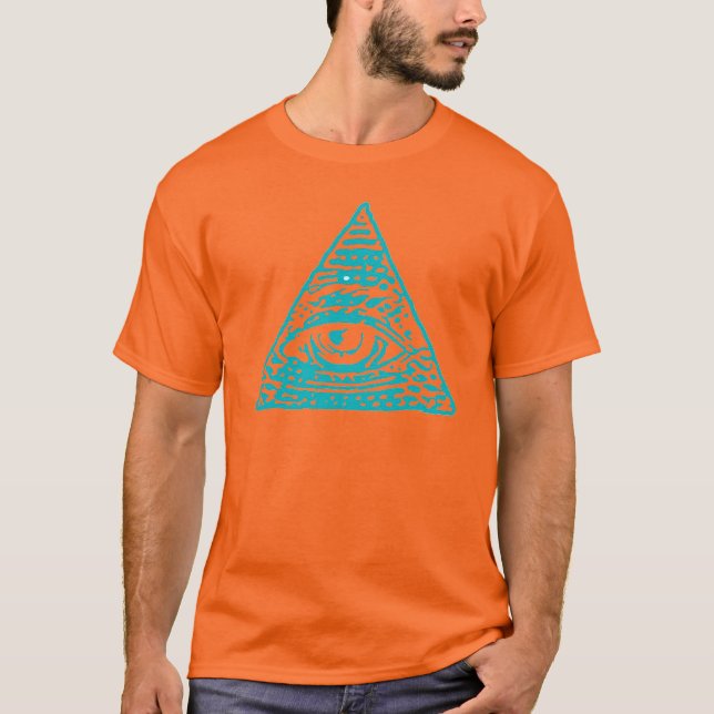 Camiseta Símbolo astral da pirâmide de Illuminati do olho (Frente)