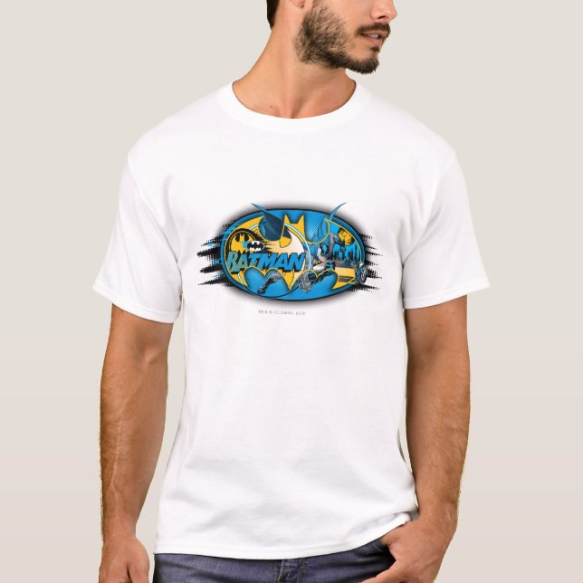 Camiseta Símbolo Batman | Logotipo de colagem clássico (Frente)