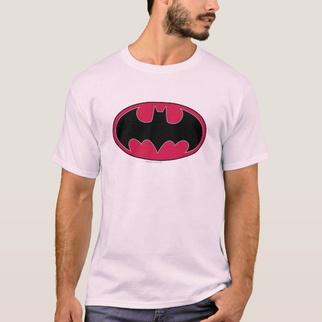 Camiseta Símbolo Batman | Logotipo preto vermelho (Frente)