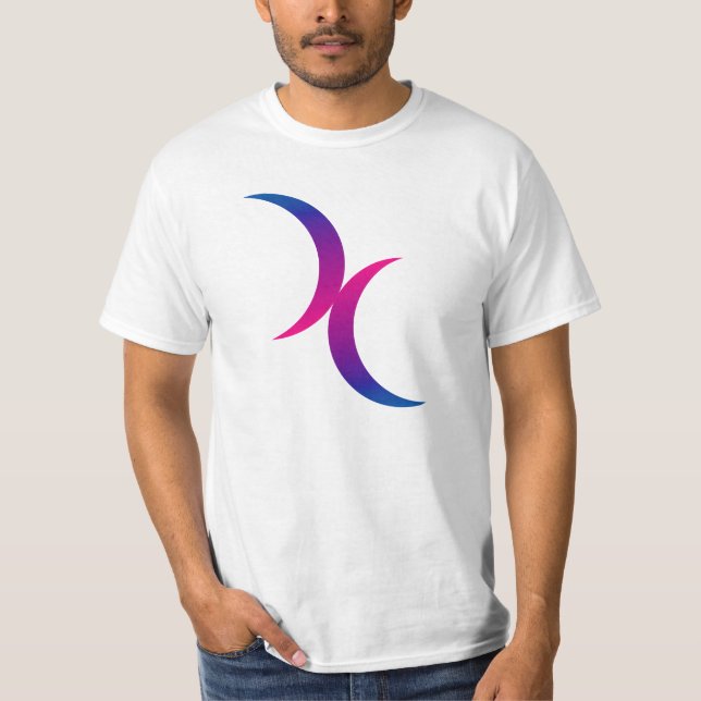 Camiseta Símbolo bissexual do orgulho da lua crescente (Frente)