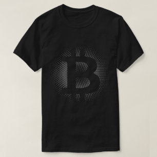 Camiseta Símbolo Bitcoin em Meios-Tons Design Moderno de