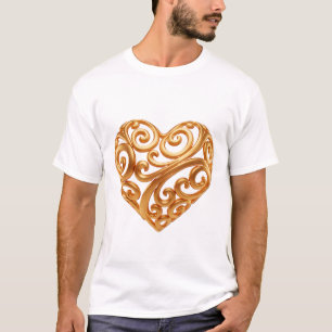 Camiseta Símbolo Burgundy de Coração Dourado do Amor
