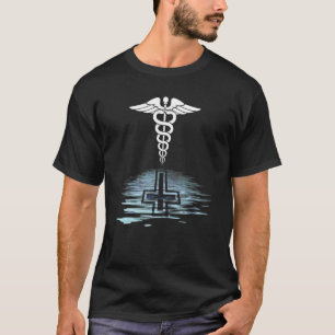 Camiseta Símbolo Caduceus Cruz Médica Enfermeira Deus Enfer