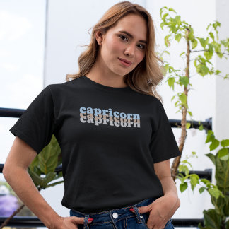 Camiseta Símbolo Capricorn Zodiac | Cinzas e cor castanho