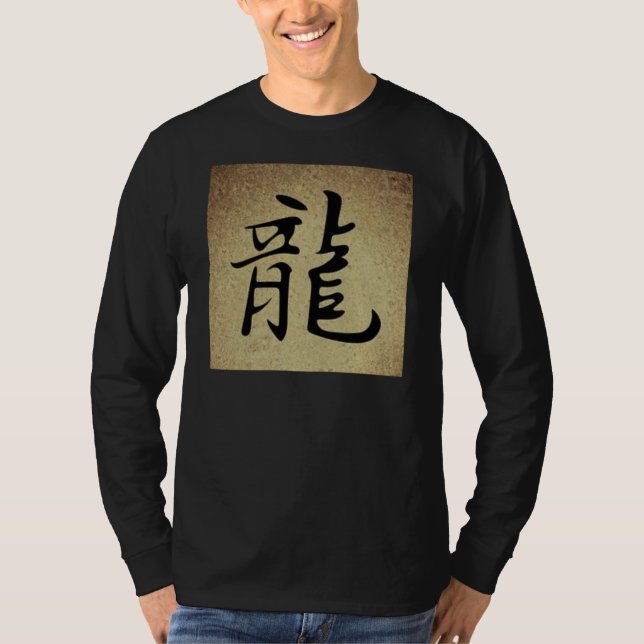 Camiseta Símbolo chinês DRAGON Design masculino com manga l (Frente)