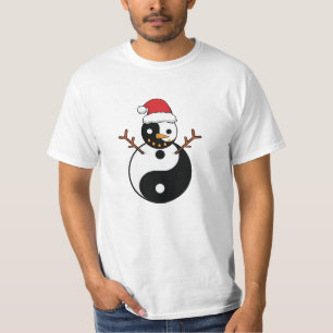 Camiseta Símbolo chinês yin yang no natal snowman