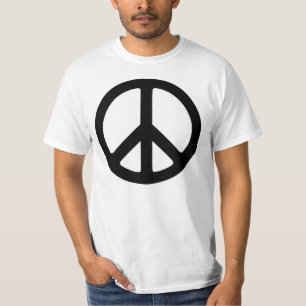 Camiseta Símbolo Clássico de Paz em Groovy Negro