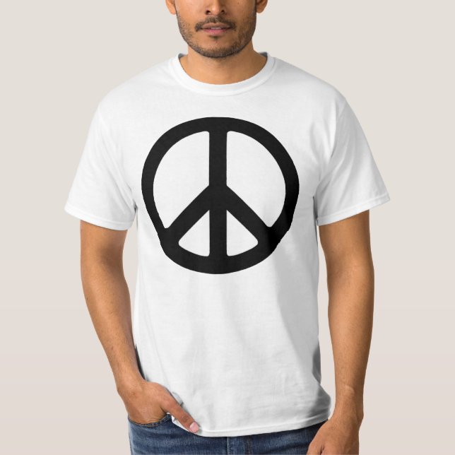 Camiseta Símbolo Clássico de Paz em Groovy Negro (Frente)