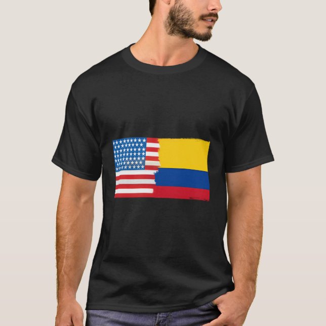 Camiseta Símbolo colombiano americano Half Colombia (Frente)