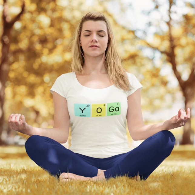 Camiseta Símbolo Colorido de Elemento Químico de Yoga (Yoga Tee)