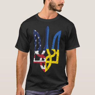 Camiseta Símbolo da Bandeira Americano Ucraniano Amor Apoie