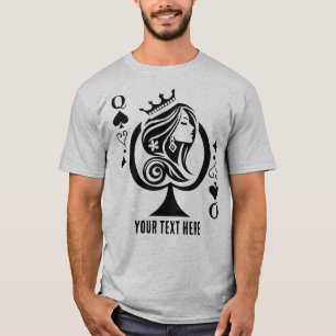 Camiseta Símbolo da carta de baralho Rainha de Espadas com