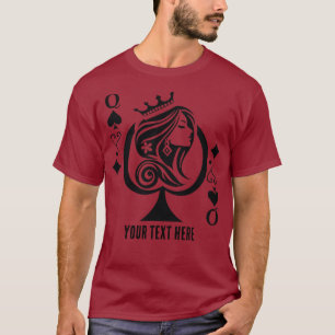 Camiseta Símbolo da carta de jogo Rainha de Espadas com ele
