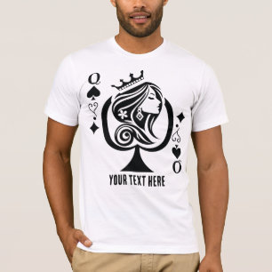 Camiseta Símbolo da carta de jogo Rainha de Espadas com ele