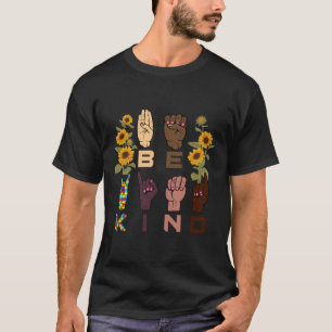 Camiseta Símbolo da Linguagem Mão Autismo de Girassol Sensi
