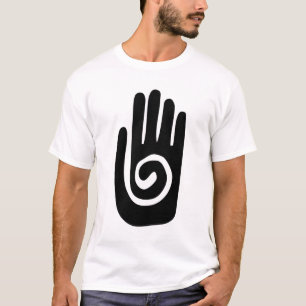 Camiseta Símbolo da mão Hopi cura espiral palma nativo amer