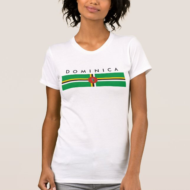 Camiseta símbolo da nação da bandeira de país de dominica (Frente)