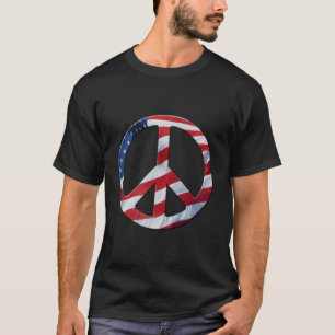 Camiseta Símbolo da Paz e Bandeira dos EUA Tema Sem Mais Gu