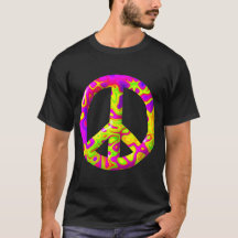 Símbolo da Paz psicodélico amarelo rosa em 3D