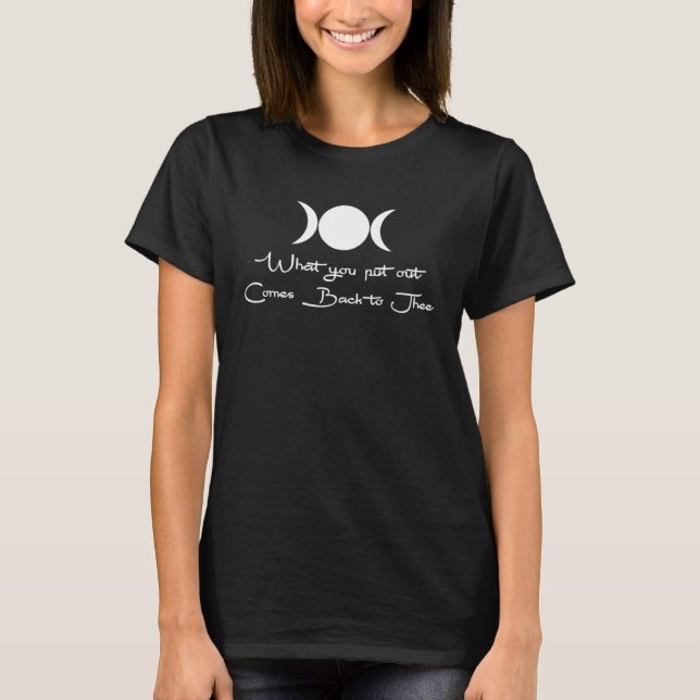 Camiseta Símbolo da Tríplice Lua Karma Pagan Wicca (Frente)
